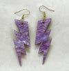 Purple Galactic Swirl Acrylic Lightning Bolt Earrings