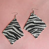 Silver/Black Zebra Print Metal Mesh Earrings