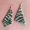 Silver/Black Zebra Print Metal Mesh Earrings