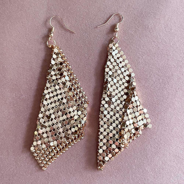 Gold Metal Mesh Disco Earrings