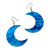 Galaxy Blue Crescent Moon Acrylic Earrings