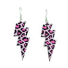 Pink Leopard Print Lightning Bolt Earrings