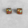 Rainbow Glitter Square Stud Earrings