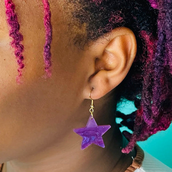pearly purple star earrings