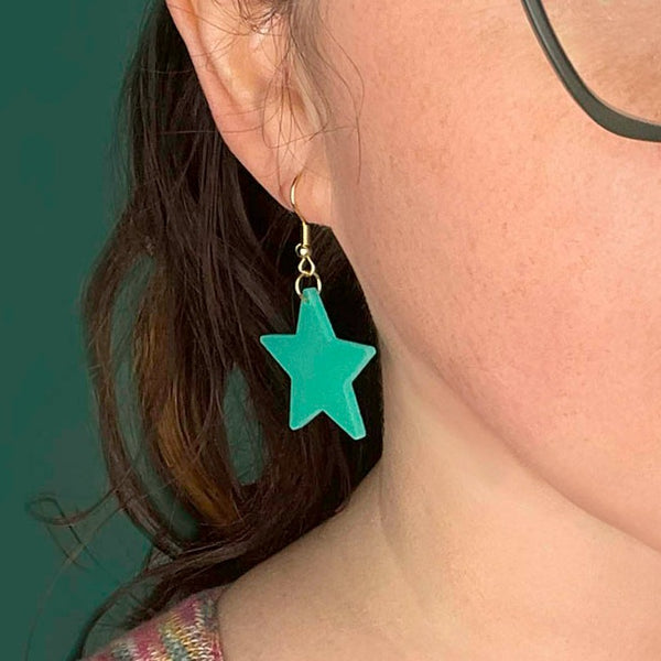 Teal Star Acrylic Earrings