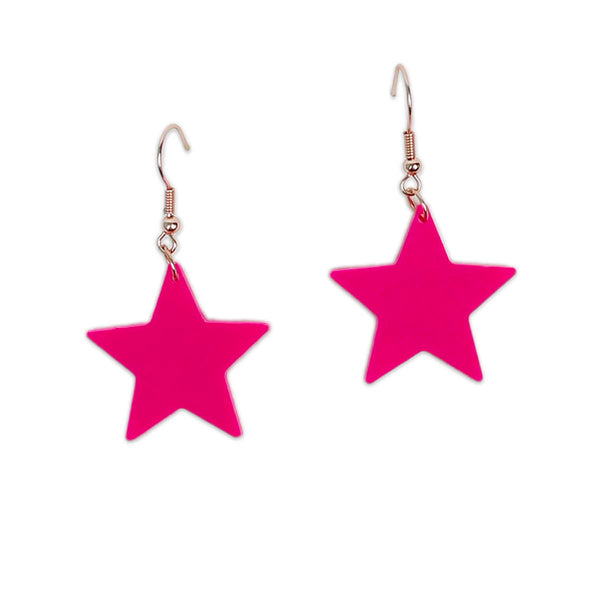 Hot Pink Star Acrylic Earrings