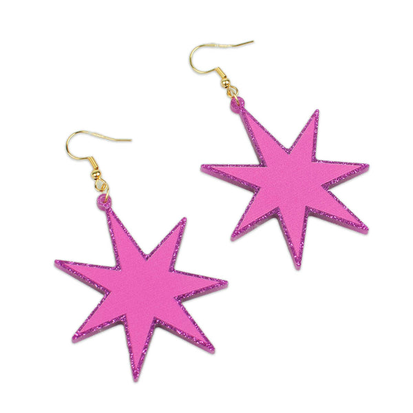 hot pink starburst acrylic earrings