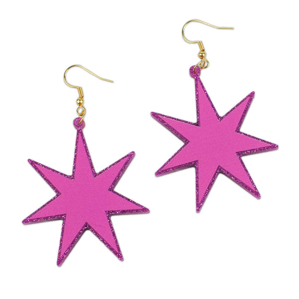 hot pink starburst dangle acrylic earrings
