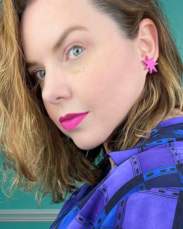 Hot Pink Starburst Stud Earrings