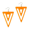 Orange Double Triangle Geometric Earrings