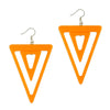 Orange Double Triangle Geometric Earrings