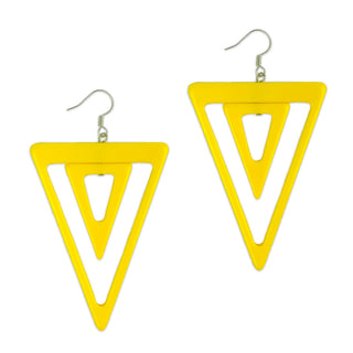 Yellow Double Triangle Geometric Earrings