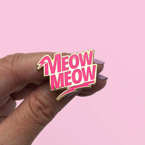 Hot Pink Lightning Bolt Meow Meow Pin