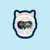 Put Your Helmet On Space Kitty Holographic Sticker