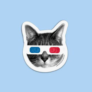 3D Glasses Cat Sticker