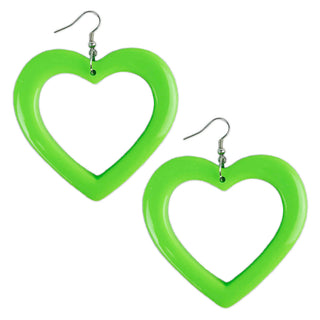 Lime Green Heart Earrings