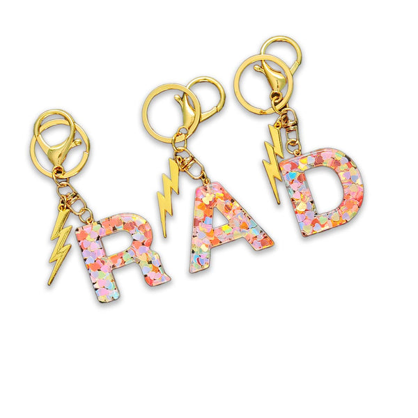 Pastel Rainbow Confetti Letter Keyring