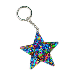 Metallic Confetti Star Keychain