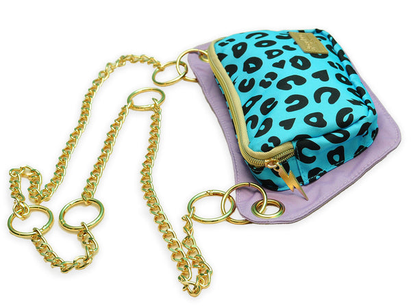 blue electric leopard belt bag