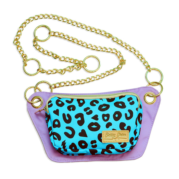 blue electric leopard print lisa belt bag