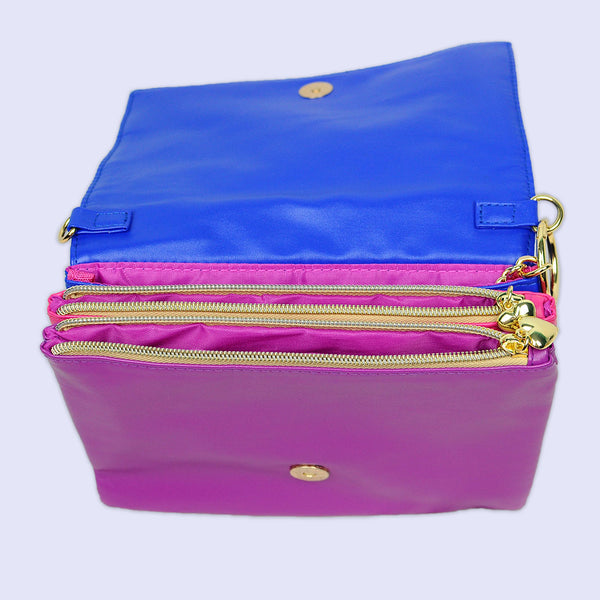 blue pink purple lightning bolt clutch interior