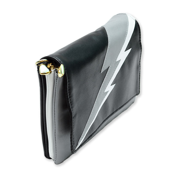 black and white lightning bolt clutch