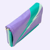 purple and teal lightning bolt clutch