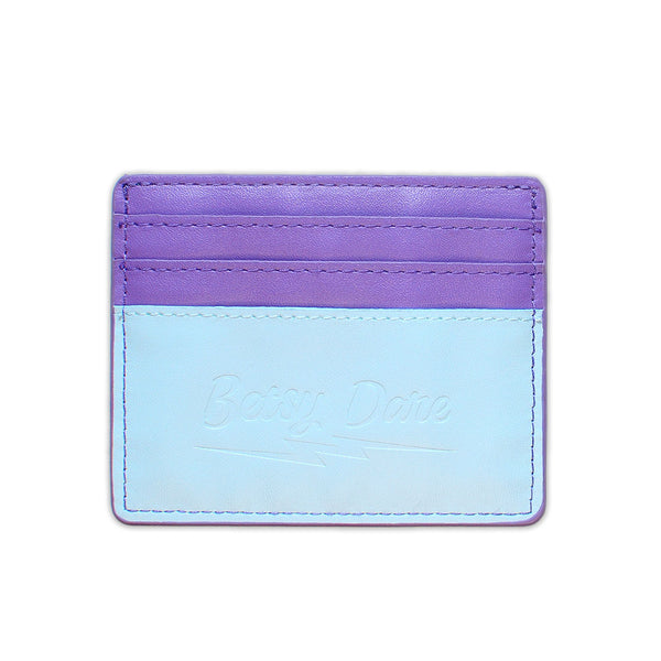 purple and teal lightning bolt card wallet
