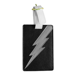 black and white lightning bolt luggage tag