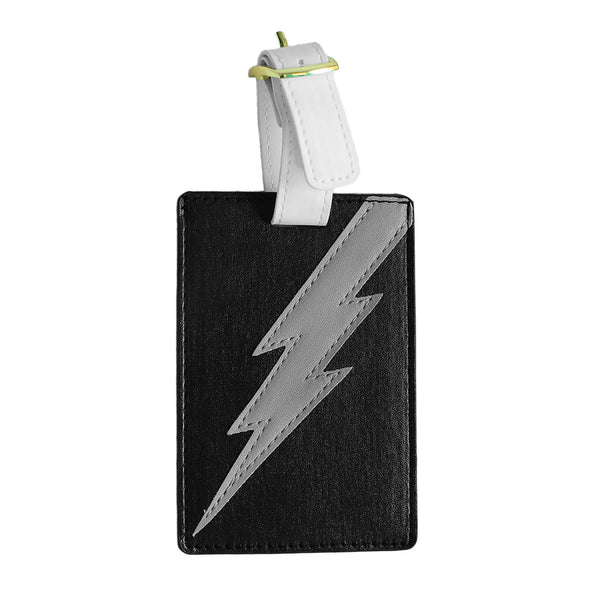 black and white lightning bolt luggage tag