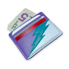 purple and teal lightning bolt card wallet