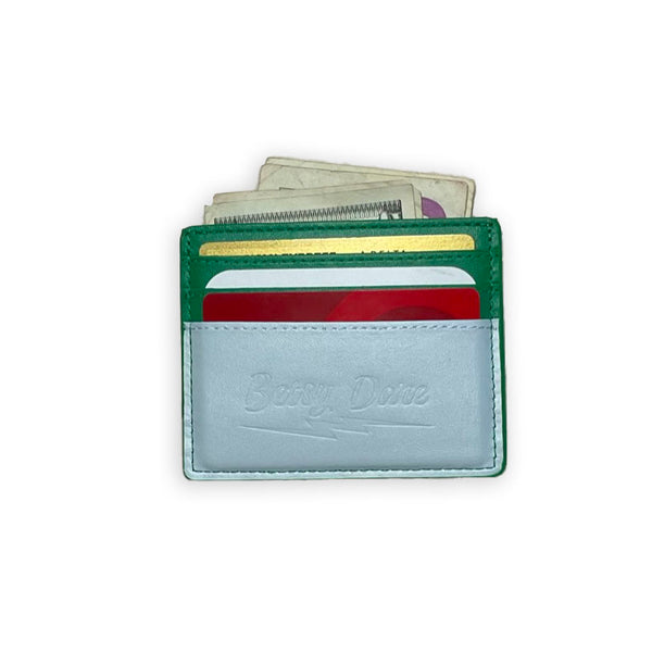 emerald green lightning bolt card wallet