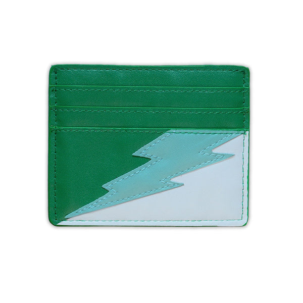 emerald green lightning bolt card wallet