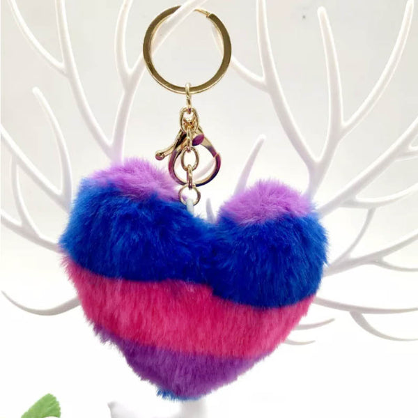 bi pride heart keychain