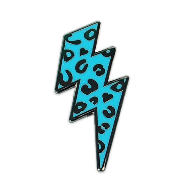 Neon Leopard Print Lightning Bolt Enamel Pin