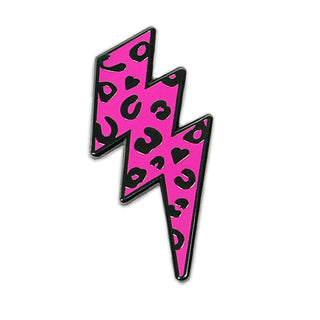 Neon Leopard Print Lightning Bolt Enamel Pin