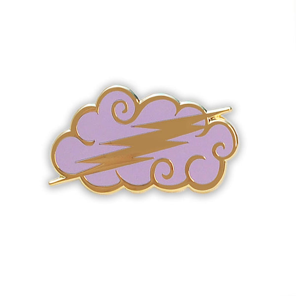 Lavender Thunderbolt Cloud Enamel Pin