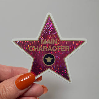 Glitter Main Character Hot Pink Star Sticker