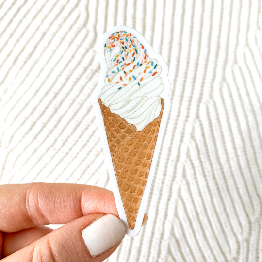 Soft Serve Ice Cream Cone with Rainbow Sprinkles Sticker