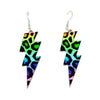 Neon Rainbow Leopard Print Lightning Bolt Earrings