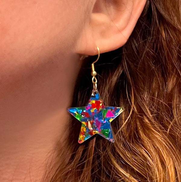 Metallic Confetti Star Earrings
