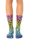 Neon Rainbow Leopard Crew Socks