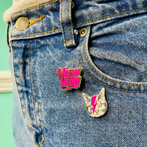 meow meow enamel pin