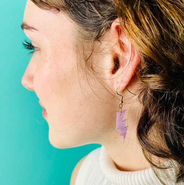 Pearly Purple Mini Lightning Bolt Acrylic Earrings
