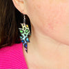 Neon Rainbow Leopard Print Lightning Bolt Earrings