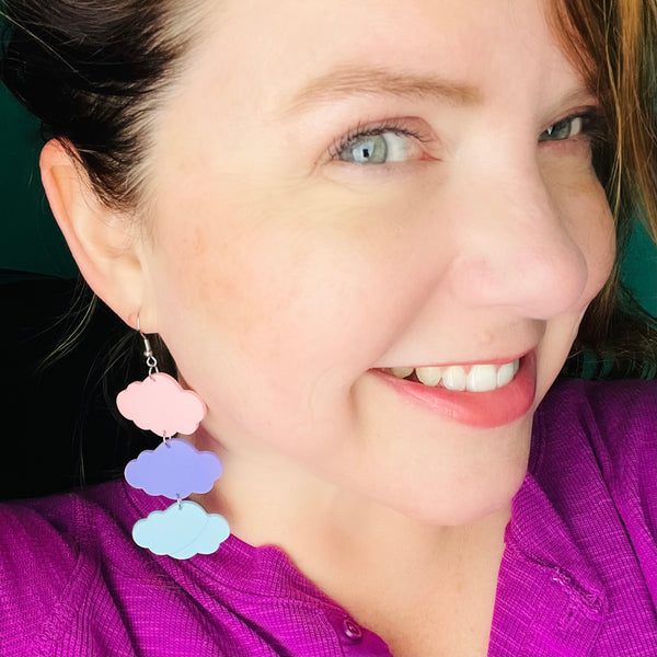 Cotton Candy Clouds Acrylic Earrings