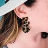 Leopard Print Triple Heart Acrylic Earrings