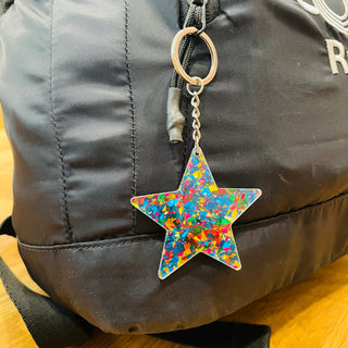 Metallic Confetti Star Keychain