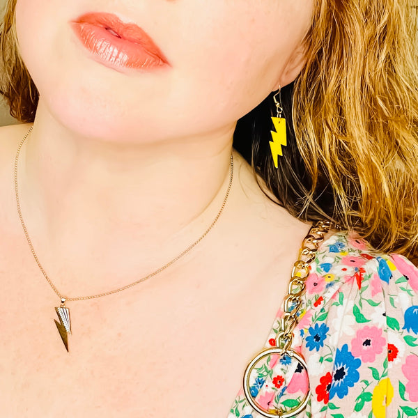 Yellow Mini Lightning Bolt Acrylic Earrings