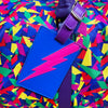 blue purple and pink lightning bolt luggage tag